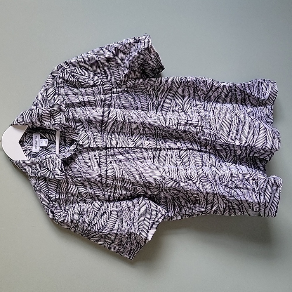 NWOT Calvin Klein Mens Leaf Print SS Wo en down sz L